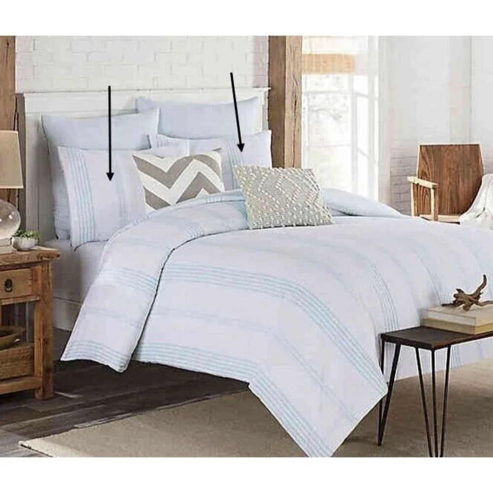 KAS Room Standard Shams Clifton Aqua Pillow Sham Summer Set of 2 Dorm Room